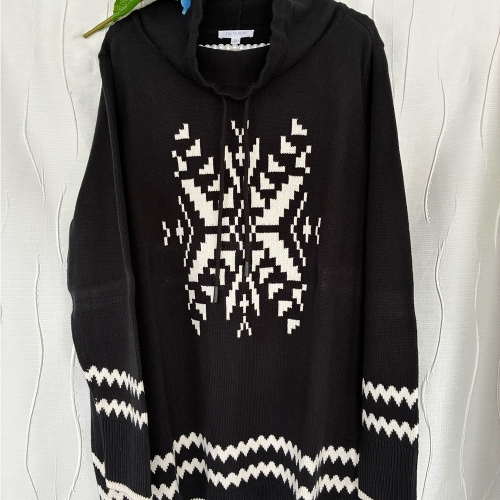 Talbots Black and White Turtleneck Sweater